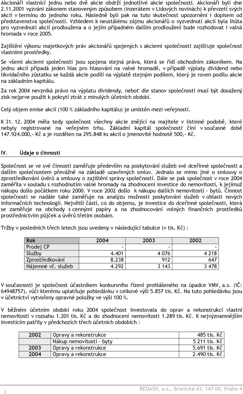 Následně byli pak na tuto skutečnost upozorněni i dopisem od představenstva společnosti.