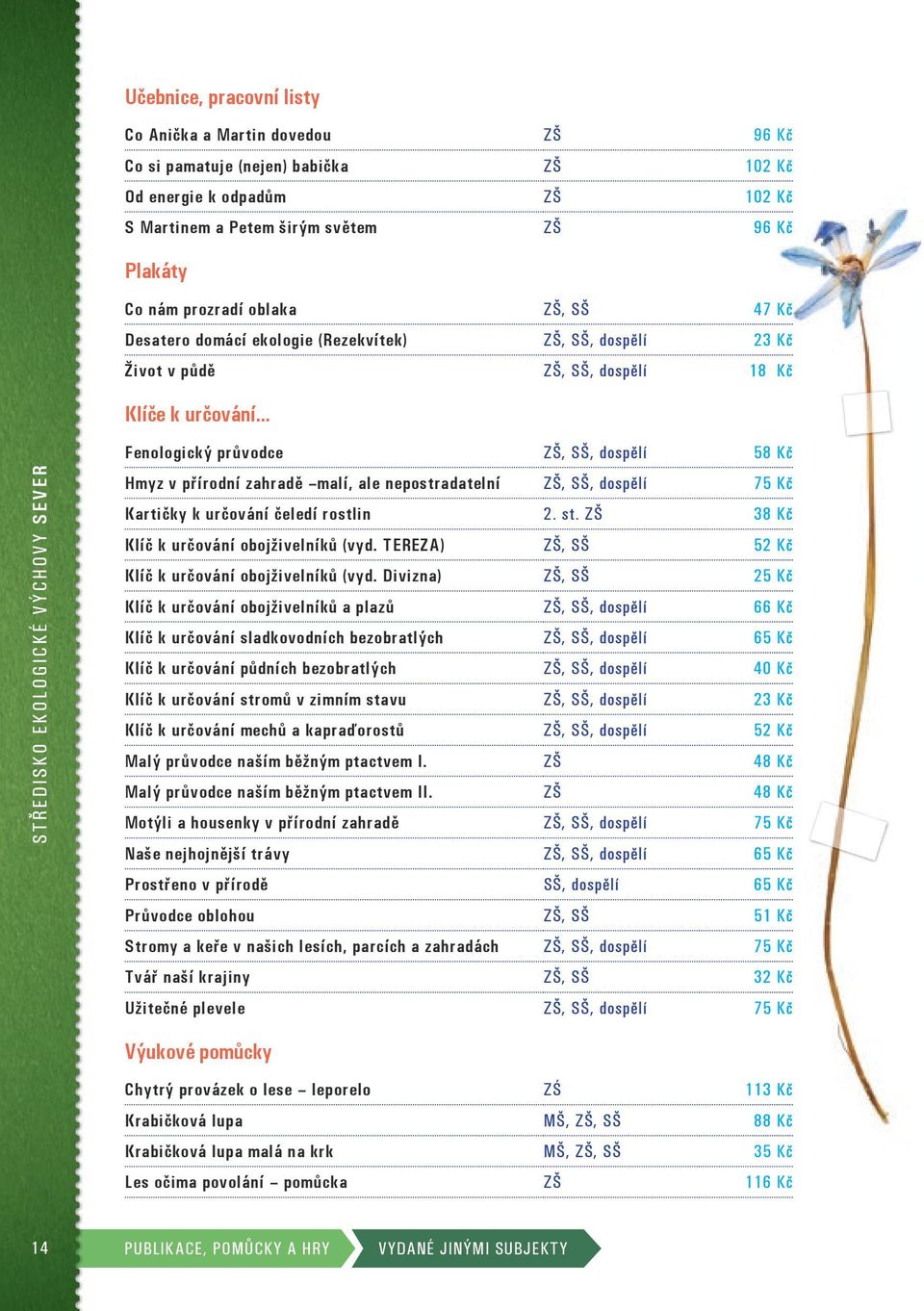 malí, ale nepostradatelní ZŠ, SŠ, dospělí 75 Kč Kartičky k určování čeledí rostlin 2. st. ZŠ 38 Kč Klíč k určování obojživelníků (vyd. TEREZA) ZŠ, SŠ 52 Kč Klíč k určování obojživelníků (vyd.