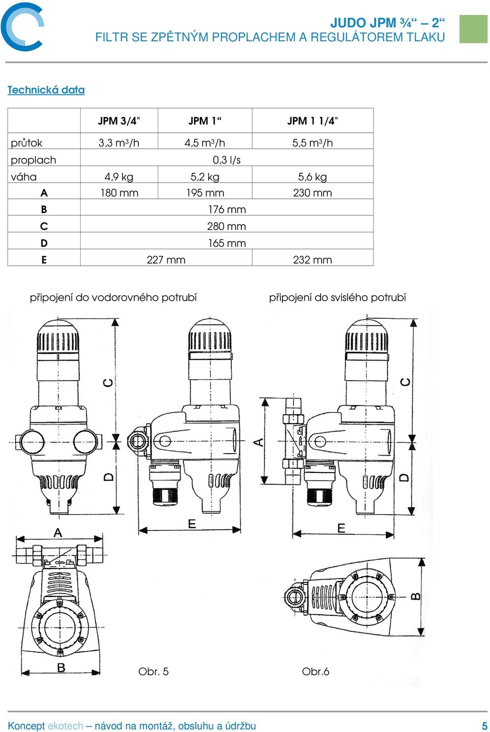 180 mm 195 mm 230 mm B 176 mm C 280 mm D 165 mm E 227 mm připojení