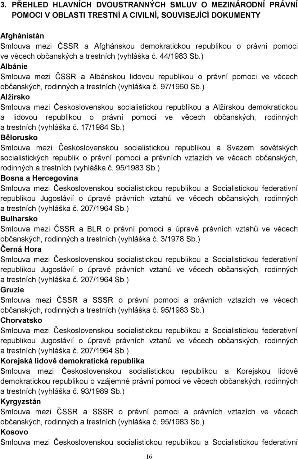 97/1960 Sb.) Alžírsko Smlouva mezi Československou socialistickou republikou a Alžírskou demokratickou a lidovou republikou o právní pomoci ve věcech občanských, rodinných a trestních (vyhláška č.