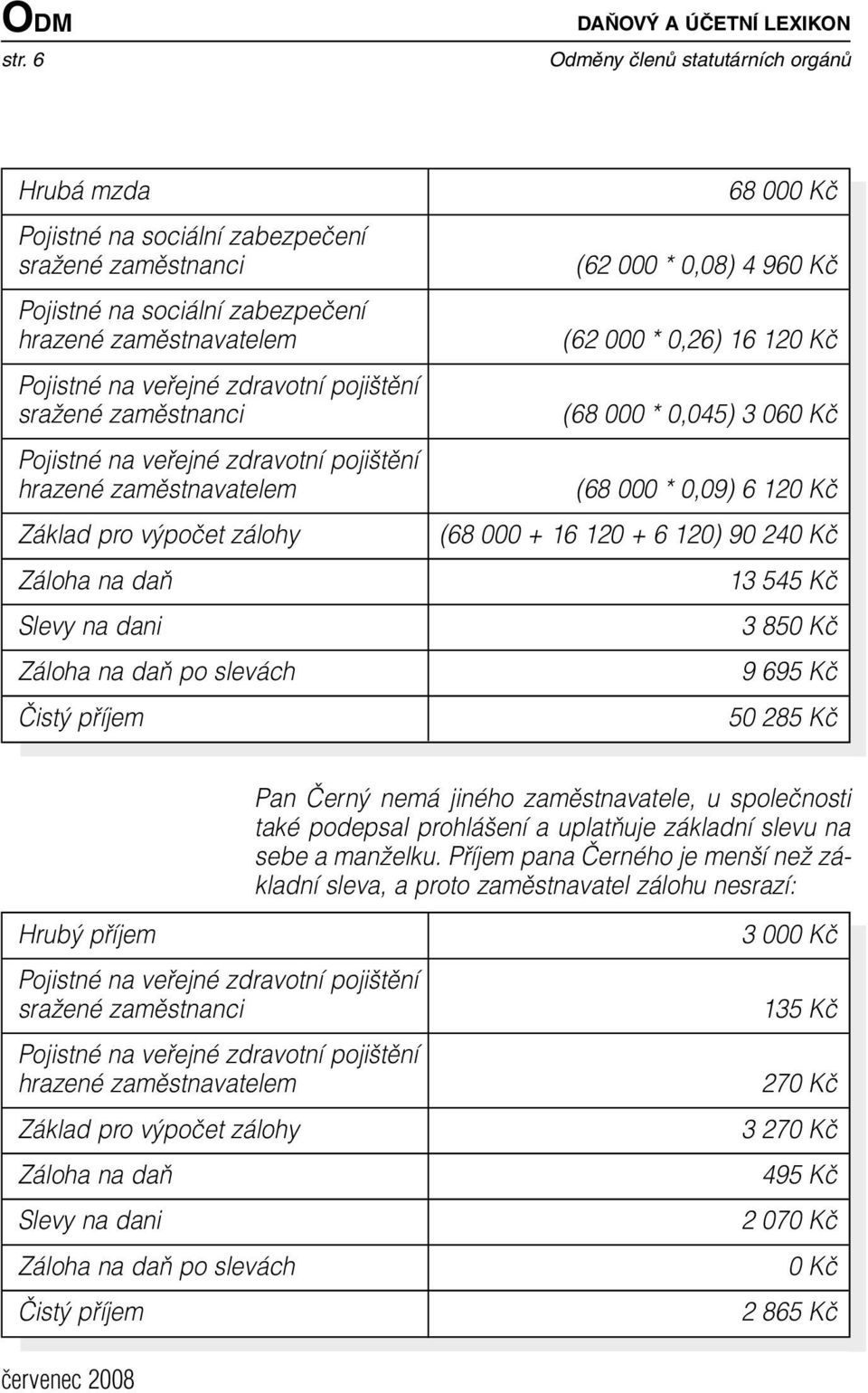 vefiejné zdravotní poji tûní sraïené zamûstnanci Pojistné na vefiejné zdravotní poji tûní hrazené zamûstnavatelem Základ pro v poãet zálohy Záloha na daà Slevy na dani Záloha na daà po slevách âist