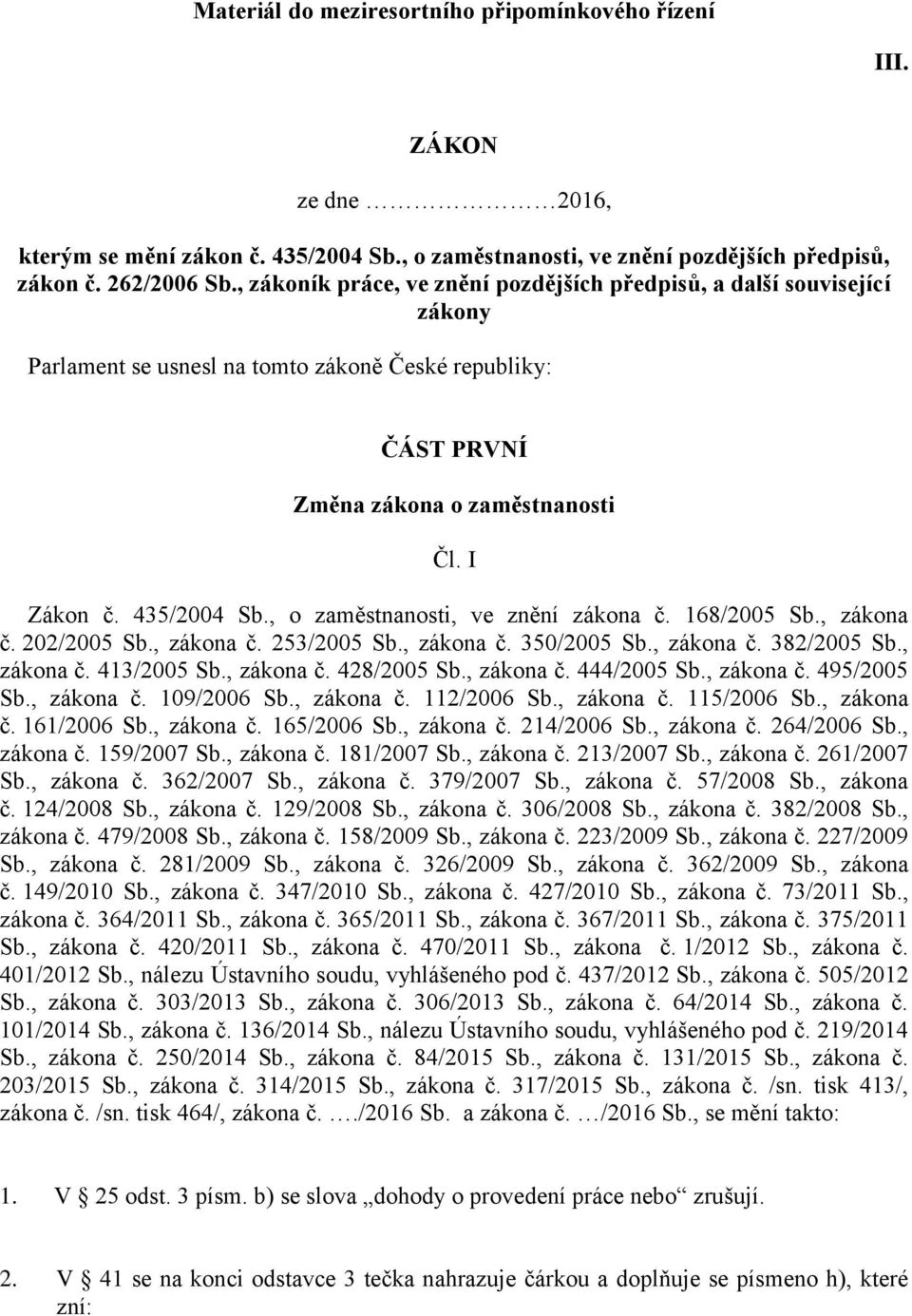 , o zaměstnanosti, ve znění zákona č. 168/2005 Sb., zákona č. 202/2005 Sb., zákona č. 253/2005 Sb., zákona č. 350/2005 Sb., zákona č. 382/2005 Sb., zákona č. 413/2005 Sb., zákona č. 428/2005 Sb.