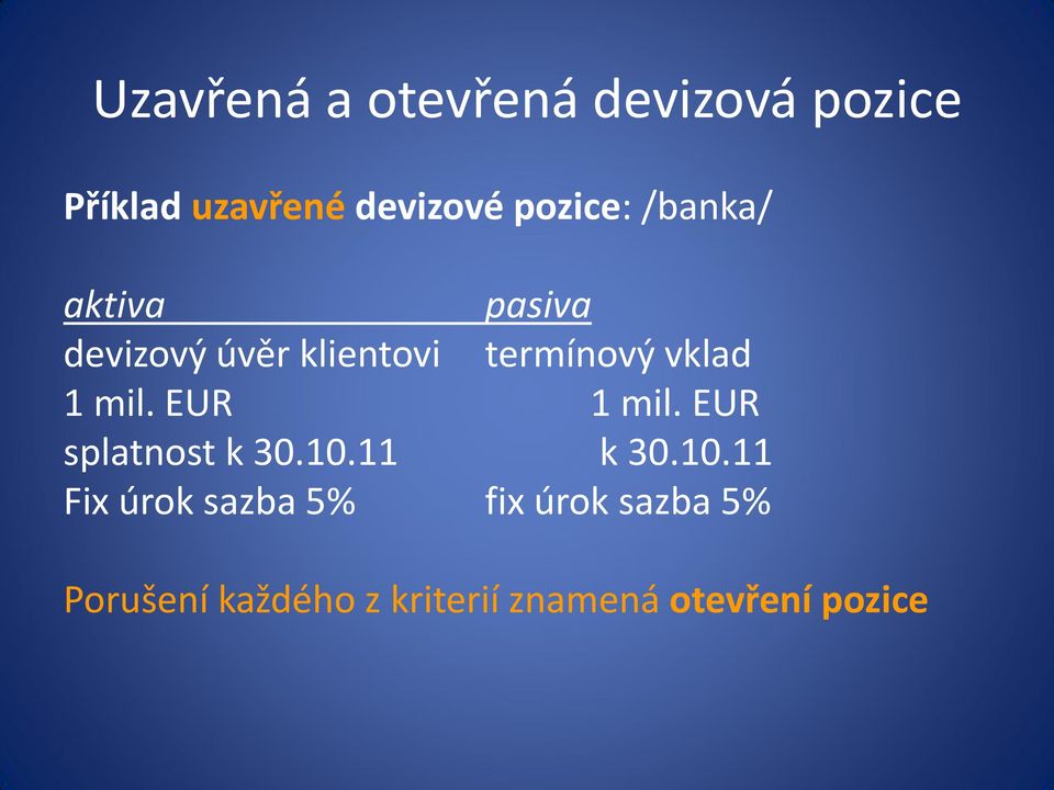 vklad 1 mil. EUR 1 mil. EUR splatnost k 30.10.