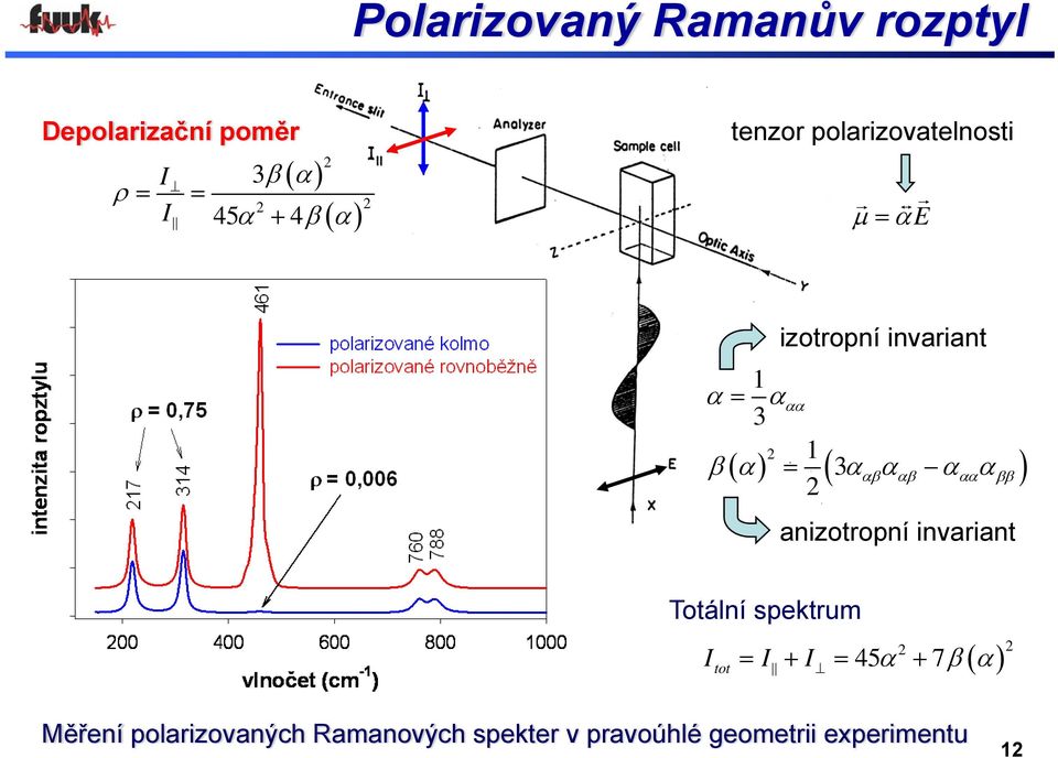 ( ) = ( αβ αβ αα ββ) aniotropní invariant Totální spektrum ( ) 2 2 Itot = I + I =