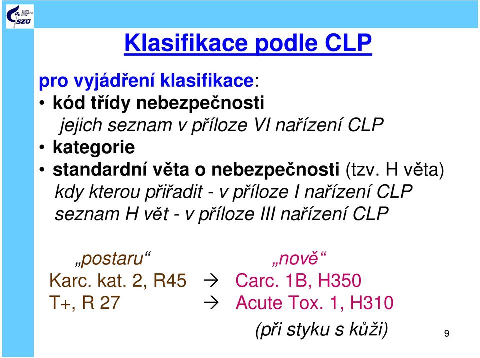 H věta) kdy kterou přiřadit - v příloze I nařízení CLP seznam H vět - v příloze III