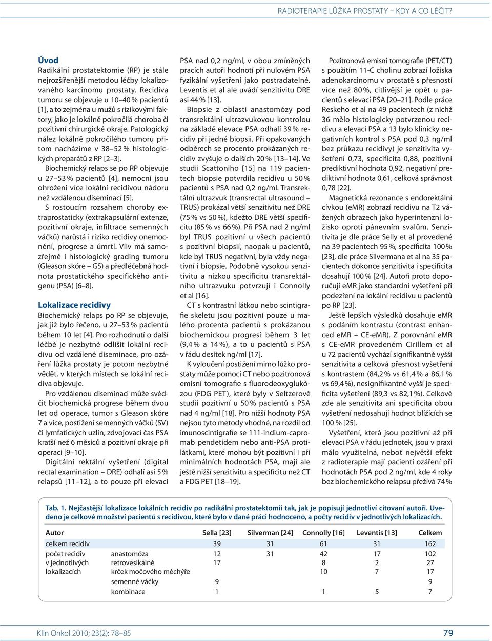 Patologický nález lokálně pokročilého tumoru přitom nacházíme v 38 52 % histologických preparátů z RP [2 3].
