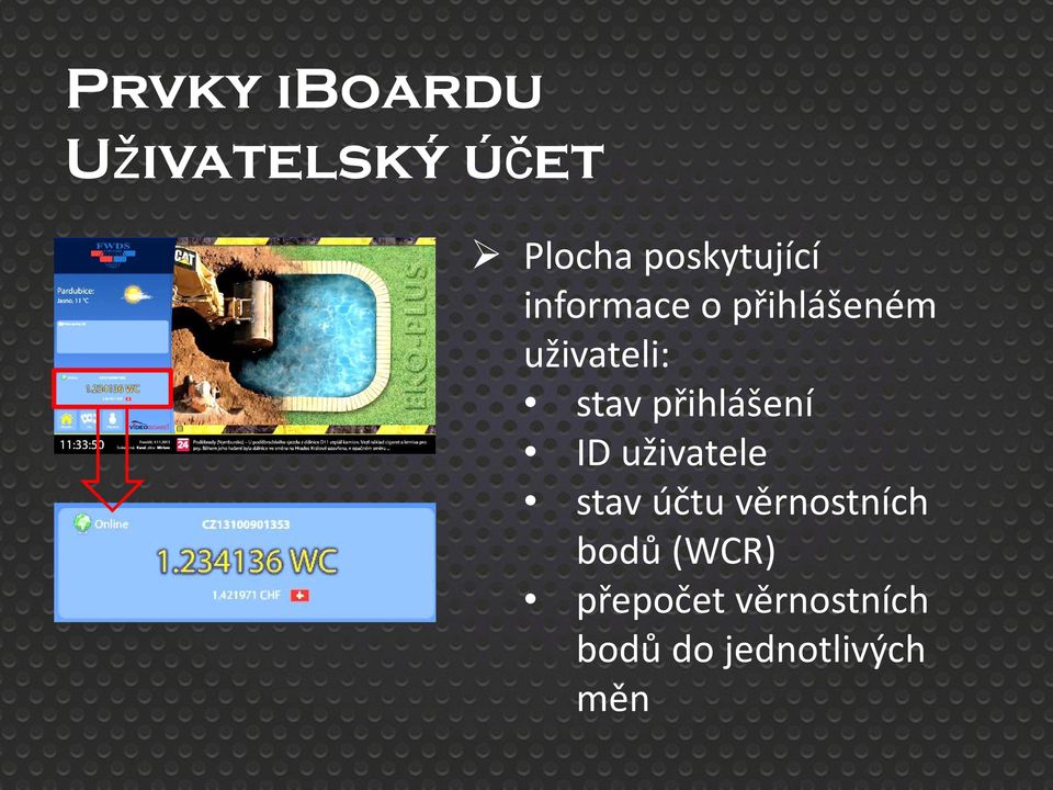 stav přihlášení ID uživatele stav účtu