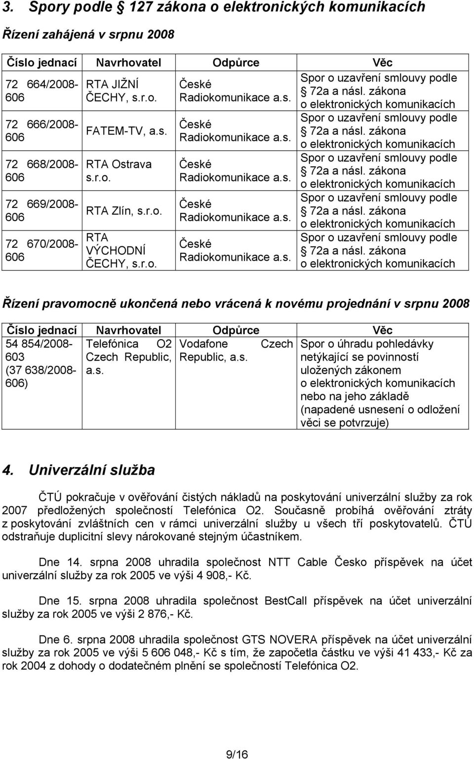 zákona o elektronických komunikacích Spor o uzavření smlouvy podle 72a a násl. zákona o elektronických komunikacích Spor o uzavření smlouvy podle 72a a násl.