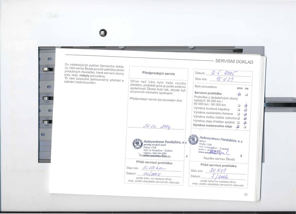 Drive nei Vam bylo Vase vozidlo predano, prohledli jsme je podle smernic spolecnosti Skoda Auto tak, abyste byli od prvnich kilometru Spokojeni. Servisni prohlidka 12.,,-- -iotj.j- -t;-&j1.