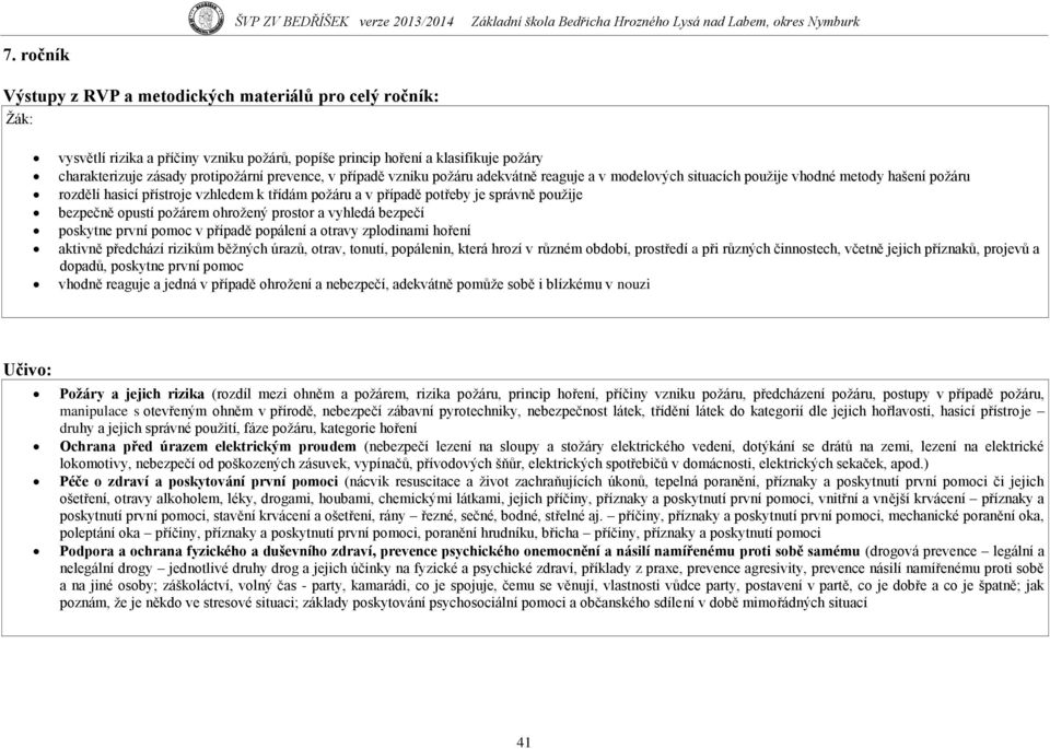 bezpečně opustí poţárem ohroţený prostor a vyhledá bezpečí poskytne první pomoc v případě popálení a otravy zplodinami hoření aktivně předchází rizikům běţných úrazů, otrav, tonutí, popálenin, která