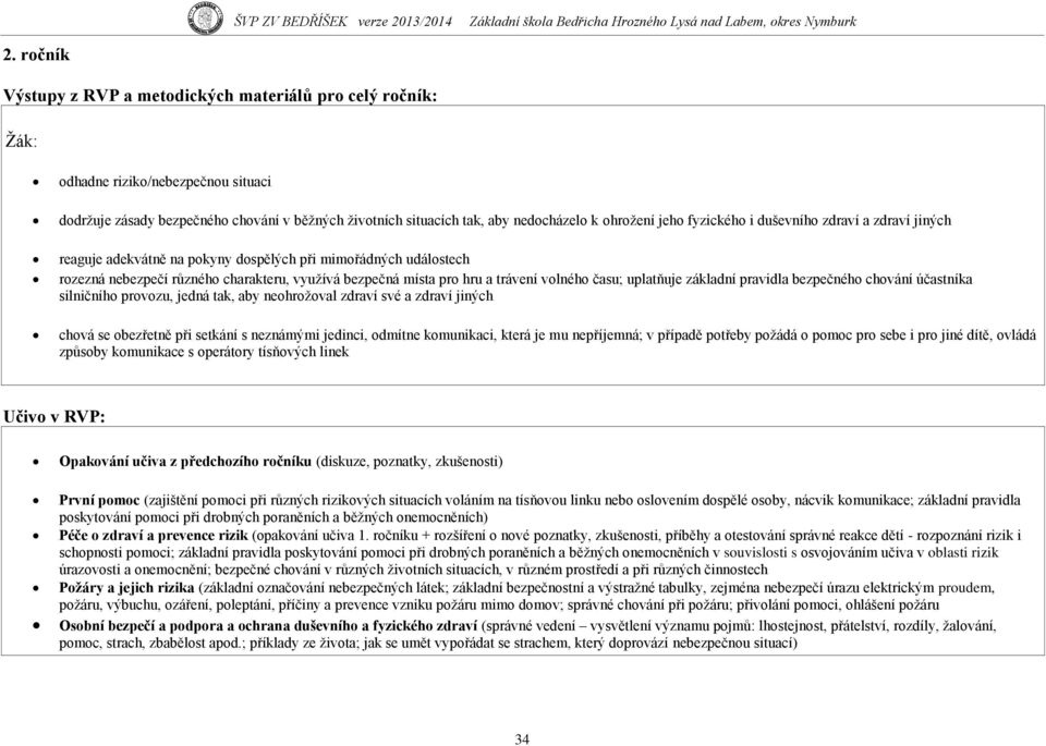 trávení volného času; uplatňuje základní pravidla bezpečného chování účastníka silničního provozu, jedná tak, aby neohroţoval zdraví své a zdraví jiných chová se obezřetně při setkání s neznámými