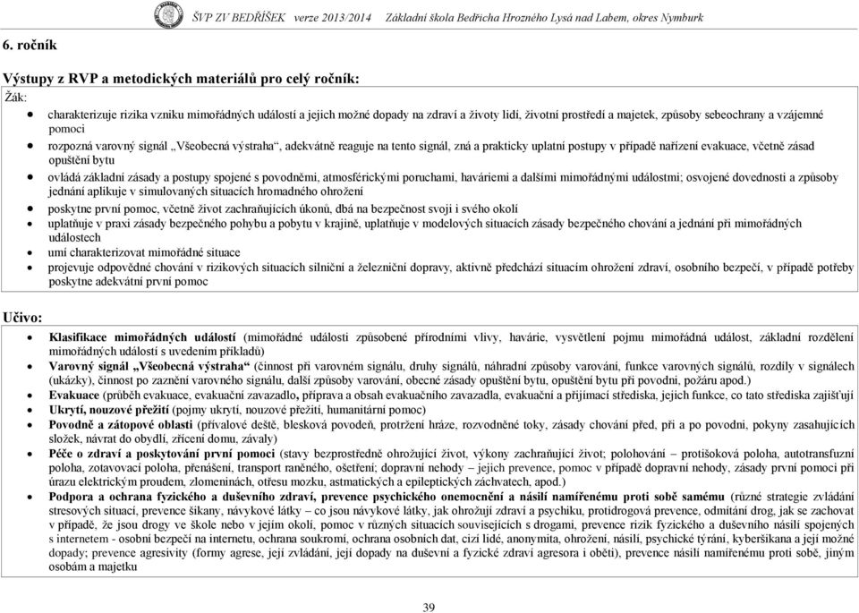bytu ovládá základní zásady a postupy spojené s povodněmi, atmosférickými poruchami, haváriemi a dalšími mimořádnými událostmi; osvojené dovednosti a způsoby jednání aplikuje v simulovaných situacích