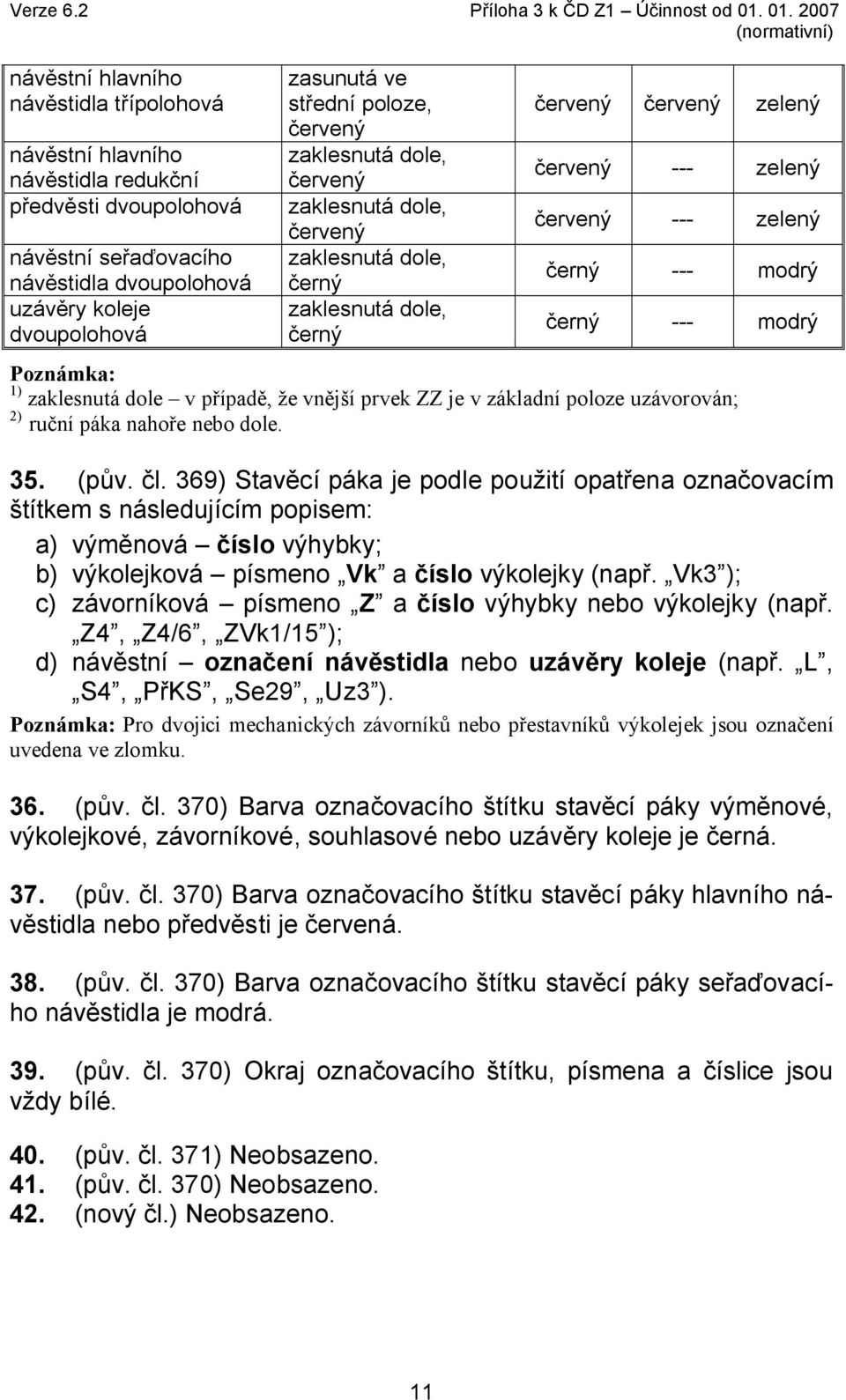 střední poloze, červený zaklesnutá dole, červený zaklesnutá dole, červený zaklesnutá dole, černý zaklesnutá dole, černý červený červený zelený červený --- zelený červený --- zelený černý --- modrý