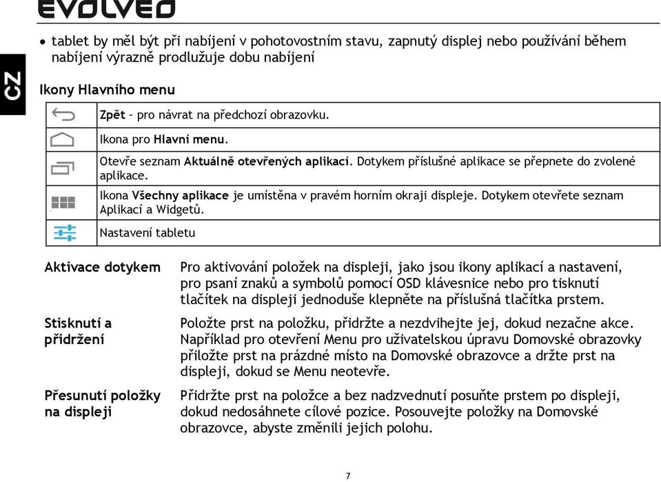 Dotykem otevřete seznam Aplikací a Widgetů.