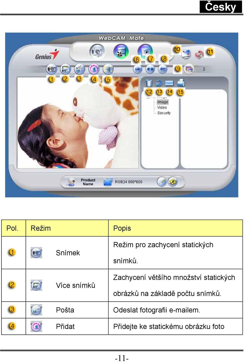 Zachycení většího množství statických obrázků na základě