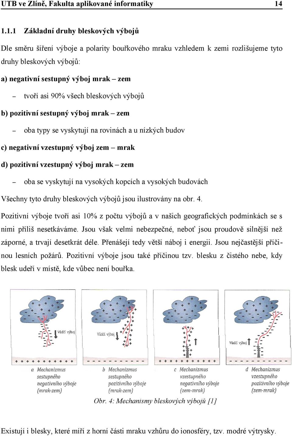 vyskytují na vysokých kopcích a vysokých budovách Všechny tyto druhy bleskových výbojů jsou ilustrovány na obr. 4.
