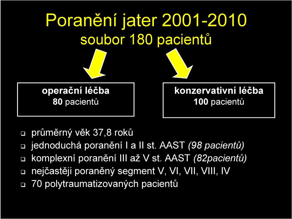 a II st. AAST (98 pacientů) komplexní poranění III až V st.