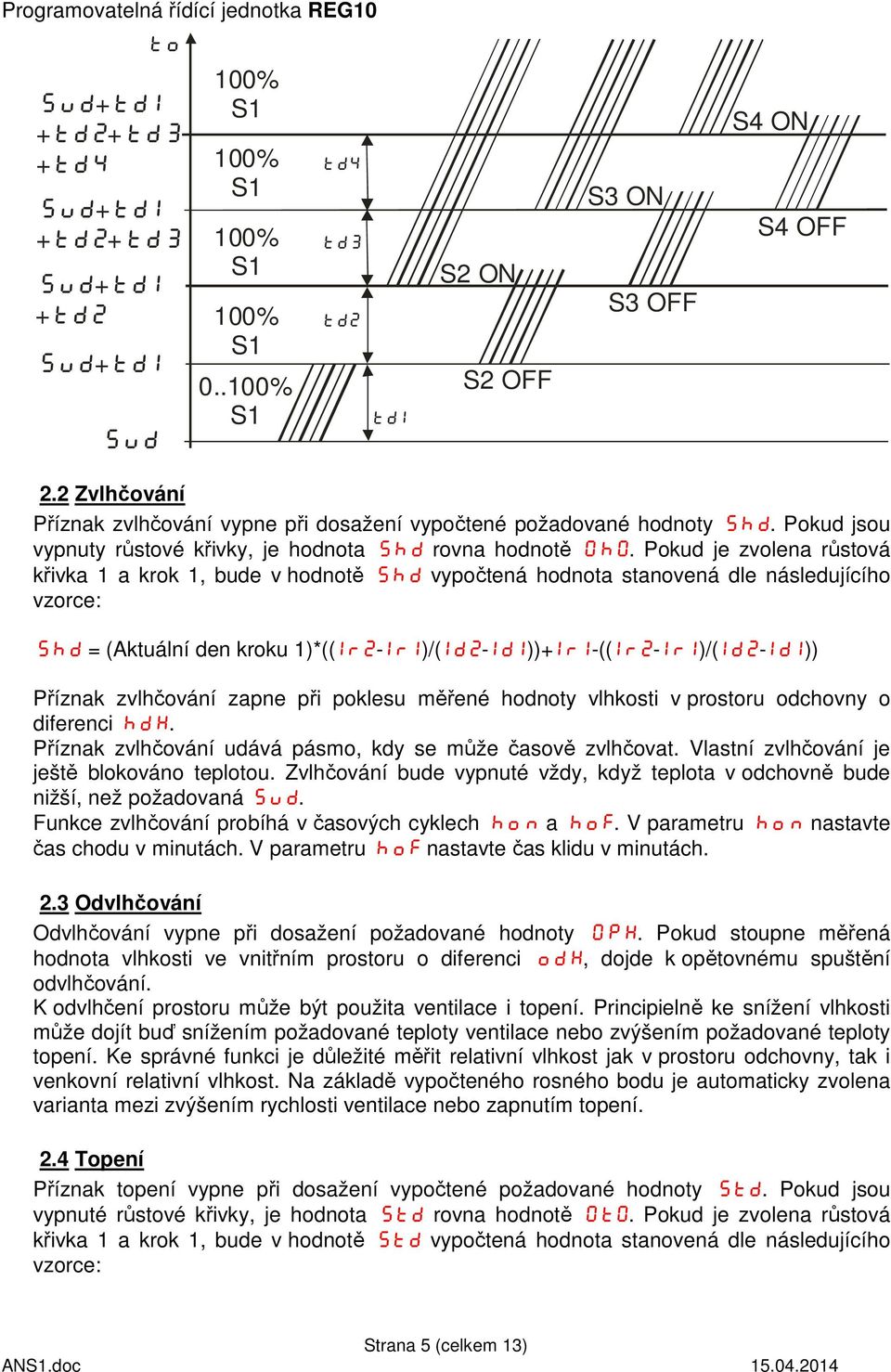 Pokud je zvolena růstová křivka 1 a krok 1, bude v hodnotě Shd vypočtená hodnota stanovená dle následujícího vzorce: ShD = (Aktuální den kroku 1)*((Ir2-Ir1)/(Id2-Id1))+Ir1-((Ir2-Ir1)/(Id2-Id1))