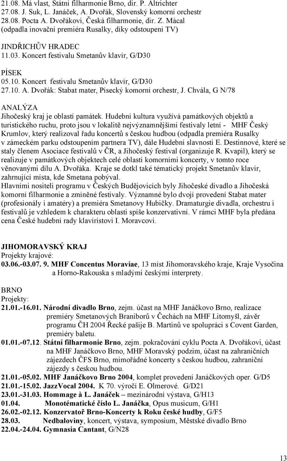 Dvořák: Stabat mater, Písecký komorní orchestr, J. Chvála, G N/78 ANALÝZA Jihočeský kraj je oblastí památek.