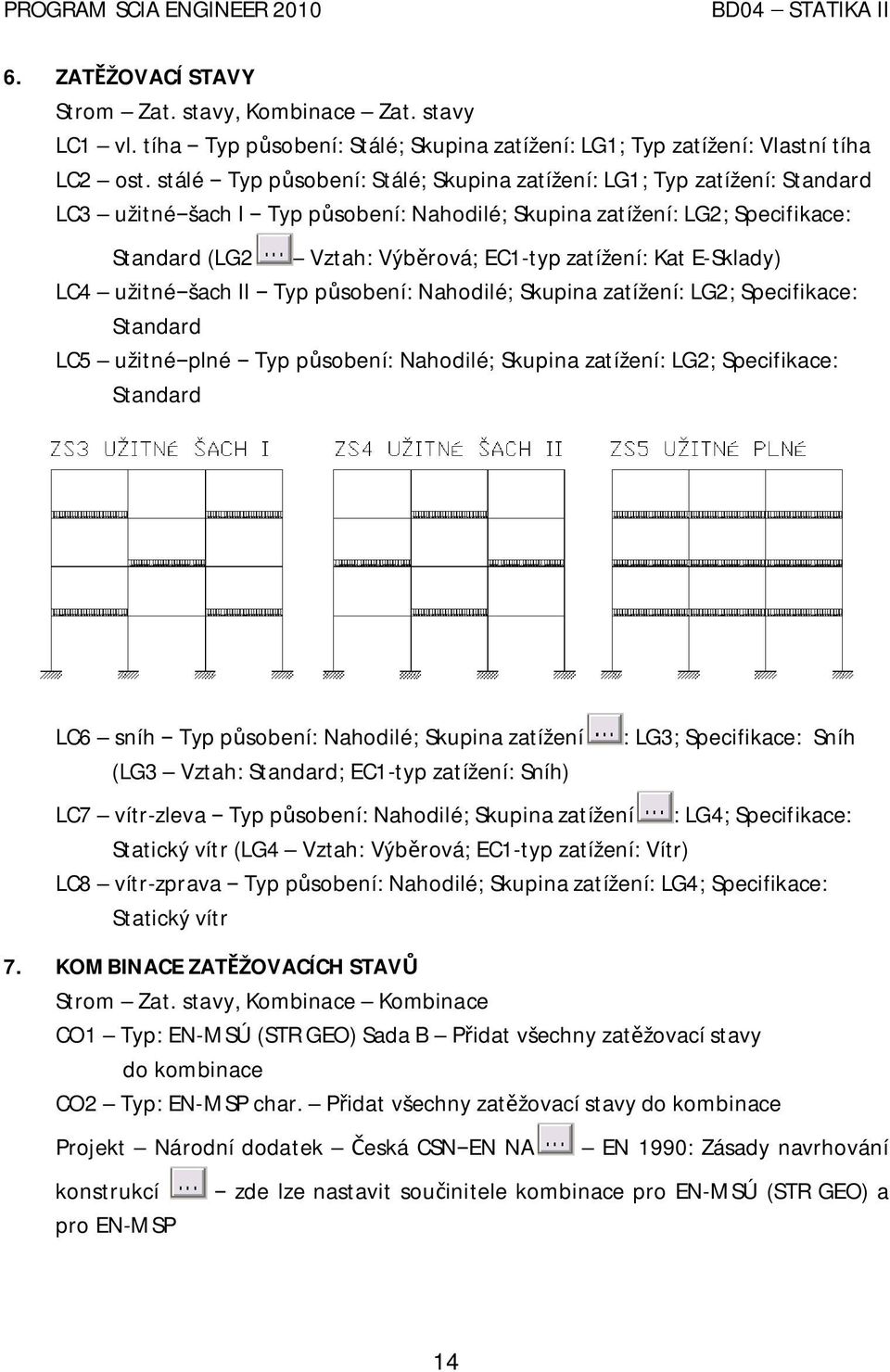 Kat E-Sklady) LC4 užitné šach II Typ p sobení: Nahodilé; Skupina zatížení: LG2; Specifikace: Standard LC5 užitné plné Typ p sobení: Nahodilé; Skupina zatížení: LG2; Specifikace: Standard LC6 sníh Typ