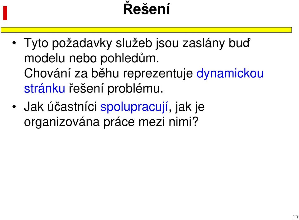 Chování za běhu reprezentuje dynamickou stránku