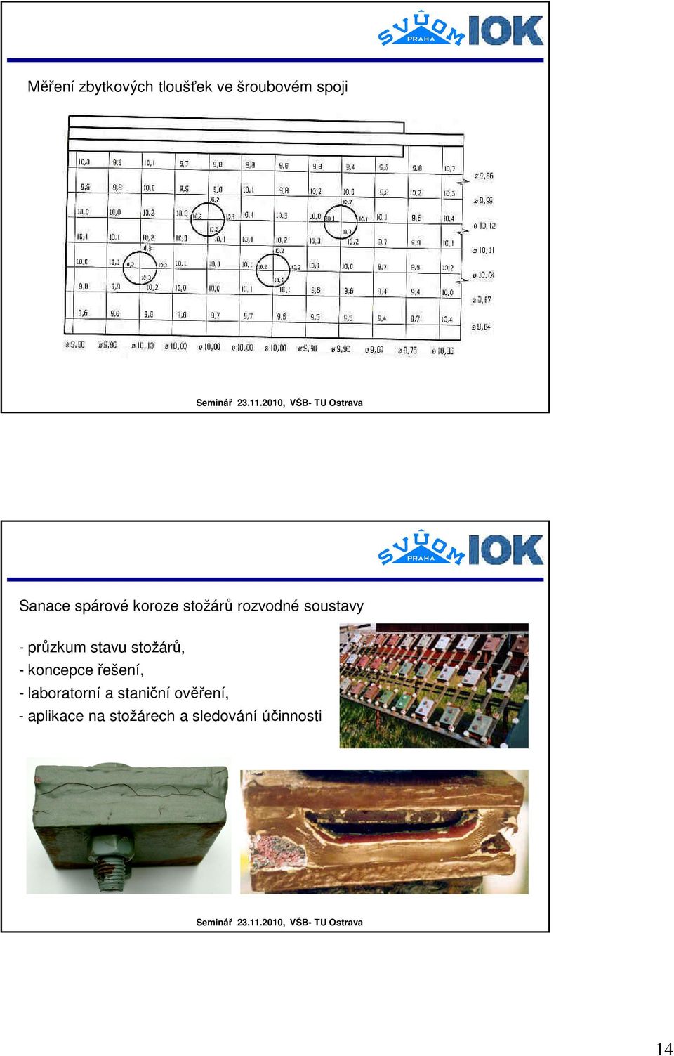 stavu stožárů, - koncepce řešení, - laboratorní a