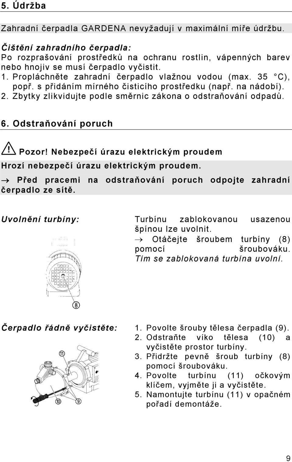 s přidáním mírného čisticího prostředku (např. na nádobí). 2. Zbytky zlikvidujte podle směrnic zákona o odstraňování odpadů. 6. Odstraňování poruch! Pozor!