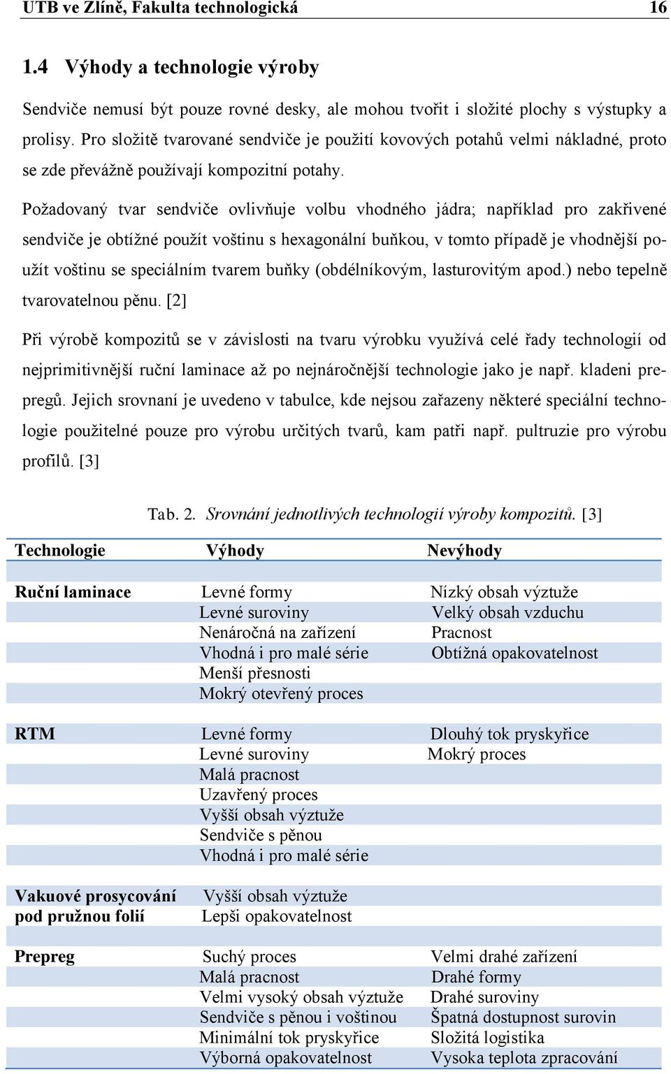 Požadovaný tvar sendviče ovlivňuje volbu vhodného jádra; například pro zakřivené sendviče je obtížné použít voštinu s hexagonální buňkou, v tomto případě je vhodnější použít voštinu se speciálním