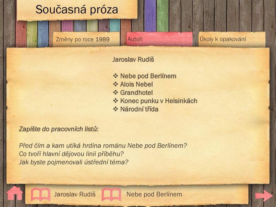 románu Nebe pod Berlínem? Co tvoří hlavní dějovou linii příběhu?