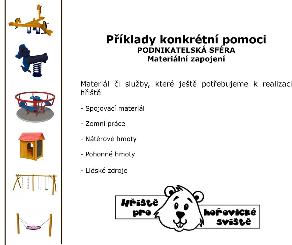 potřebujeme k realizaci hřiště - Spojovací materiál