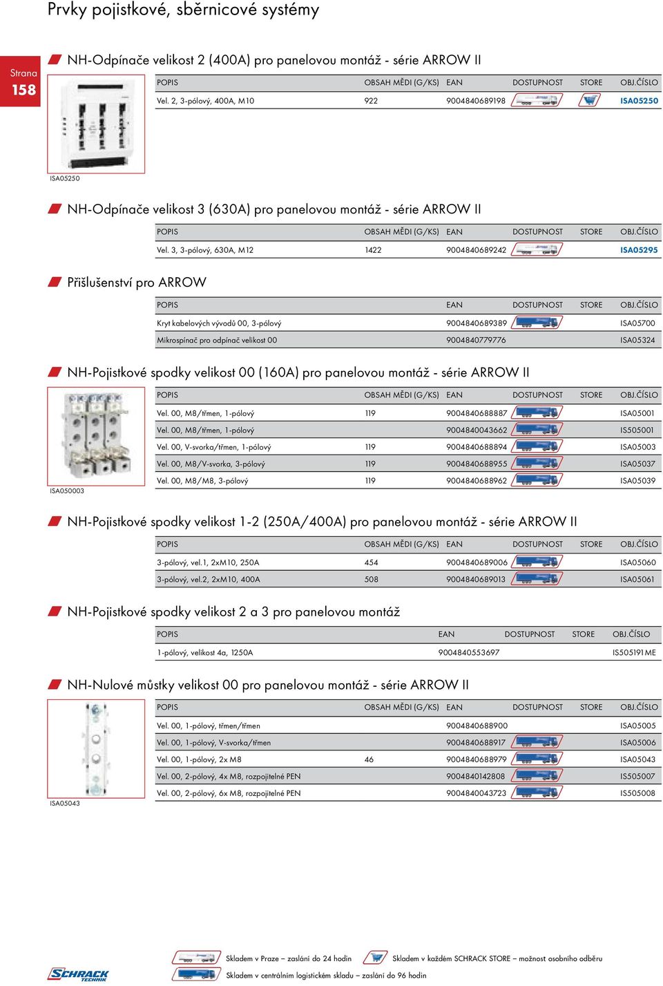 3, 3-pólový, 630A, M12 1422 9004840689242 I SA 0 52 95 w Přišlušenství pro ARROW Kryt kabelových vývodů 00, 3-pólový 9004840689389 ISA05700 Mikrospínač pro odpínač velikost 00 9004840779776 ISA05324