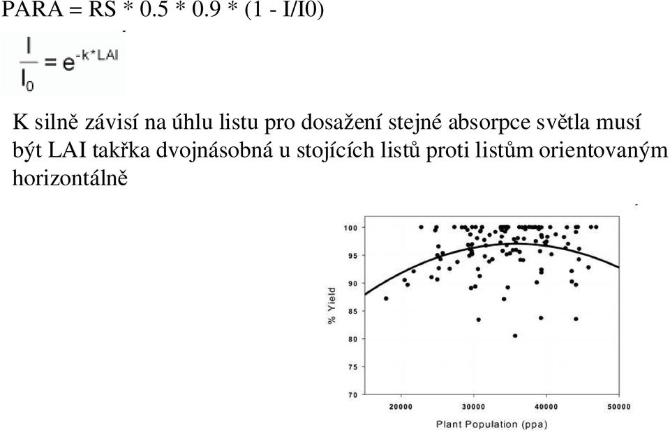 pro dosažení stejné absorpce světla musí být