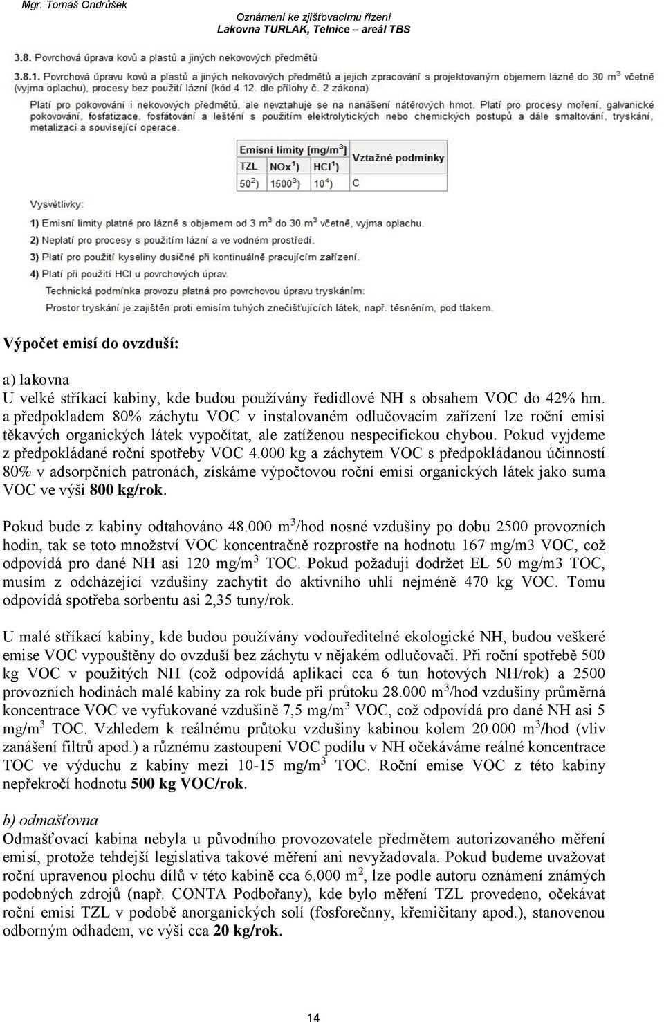 Pokud vyjdeme z předpokládané roční spotřeby VOC 4.