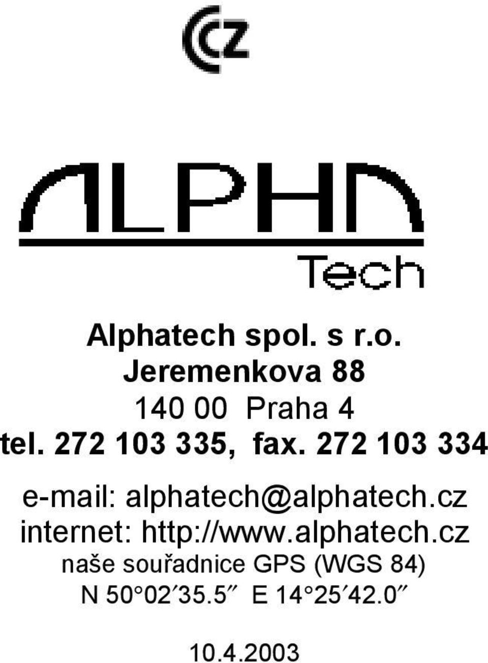 272 103 334 e-mail: alphatech@alphatech.