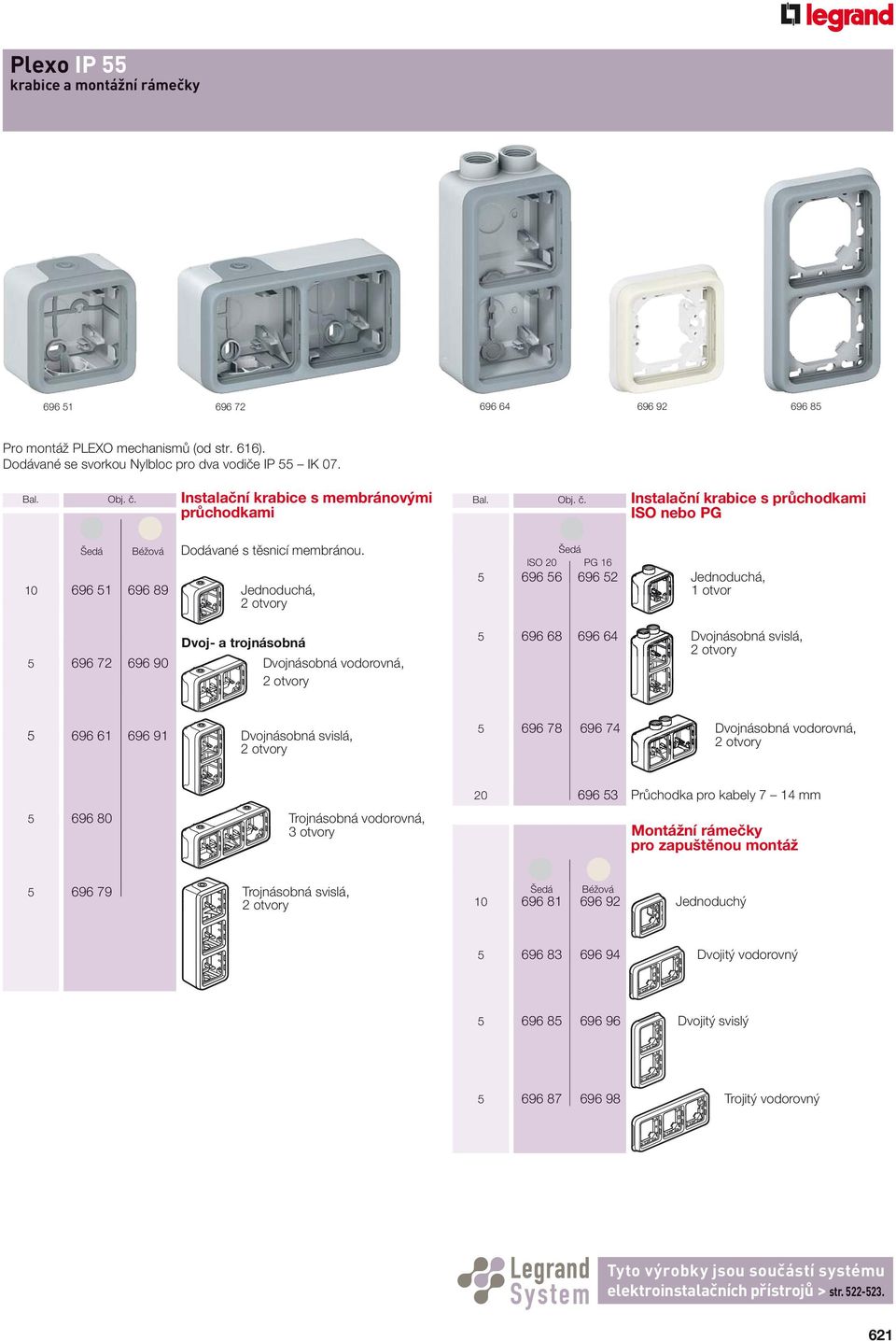 10 696 51 696 89 Jednoduchá, Dvoj- a trojnásobná 5 696 72 696 90 Dvojnásobná vodorovná, ISO 20 PG 16 5 696 56 696 52 Jednoduchá, 1 otvor 5 696 68 696 64 Dvojnásobná svislá, 5 696 61 696 91