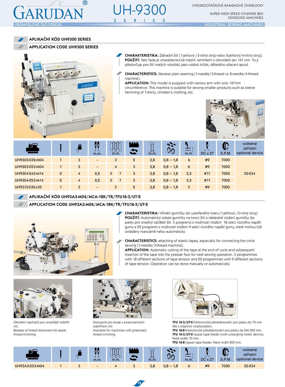 characteristics: general plain seaming (1-needle/3-thread or 2-needle/4-thread machine). AppLIcATION: this model is euipped with narrow arm with only 147mm circumference.