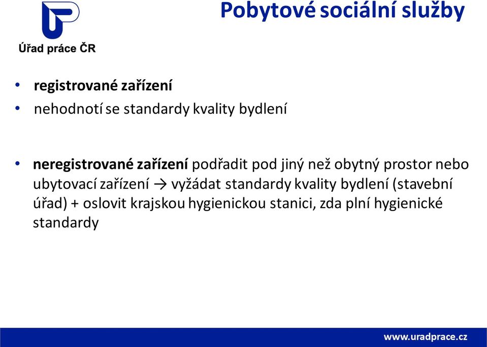 prostor nebo ubytovací zařízení vyžádat standardy kvality bydlení