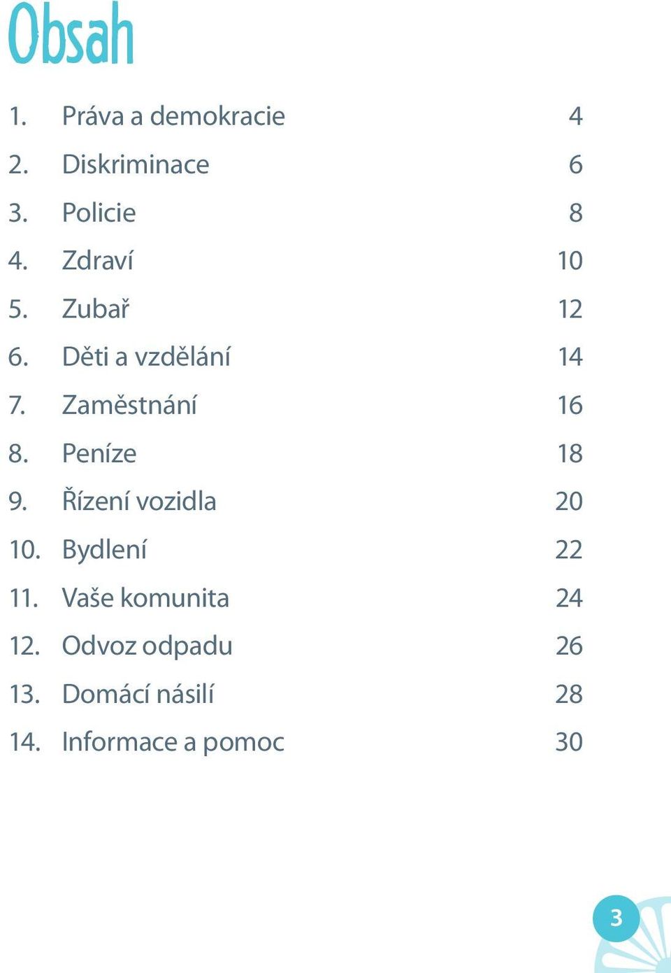 Peníze 18 9. Řízení vozidla 20 10. Bydlení 22 11.