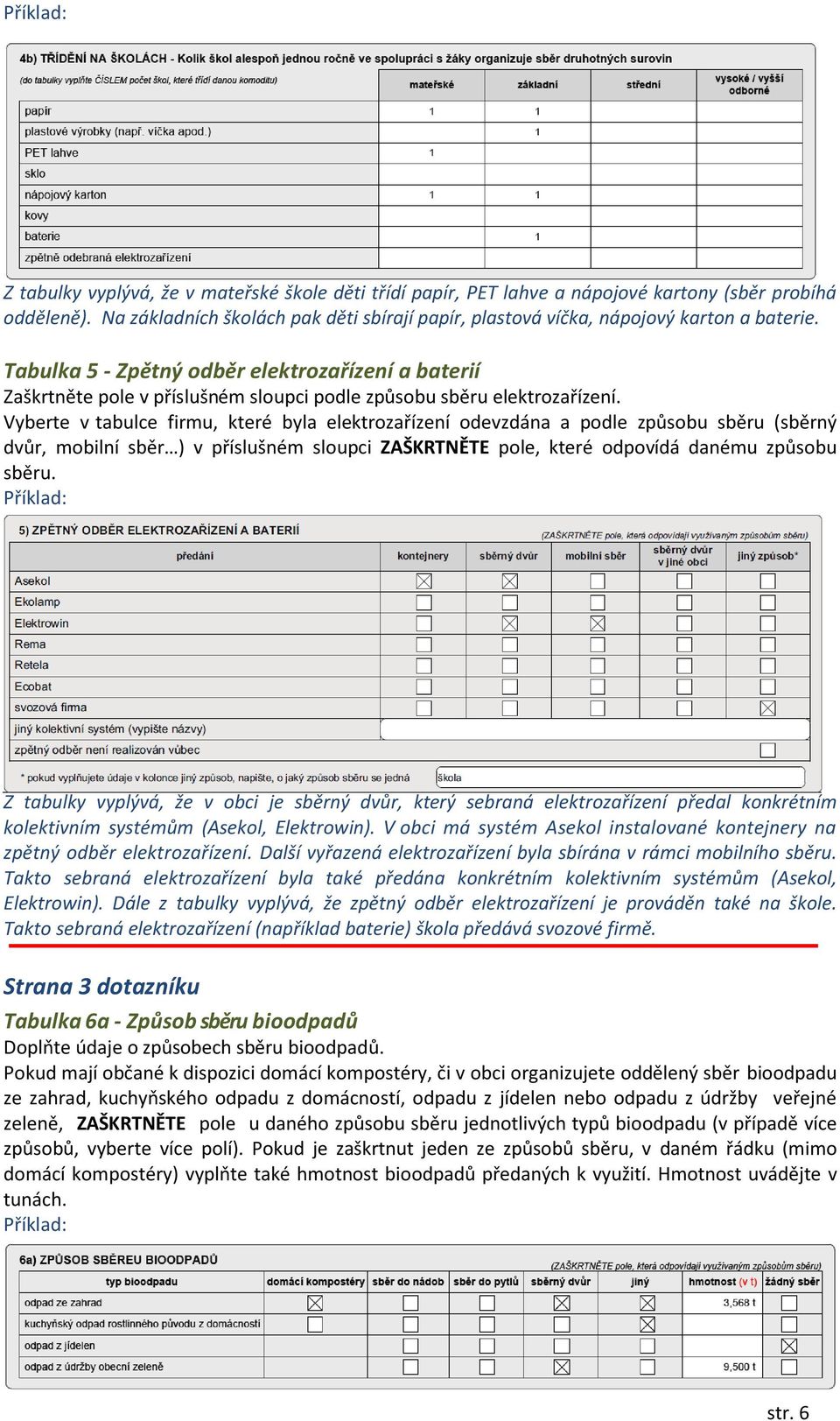 Vyberte v tabulce firmu, které byla elektrozařízení odevzdána a podle způsobu sběru (sběrný dvůr, mobilní sběr ) v příslušném sloupci ZAŠKRTNĚTE pole, které odpovídá danému způsobu sběru.