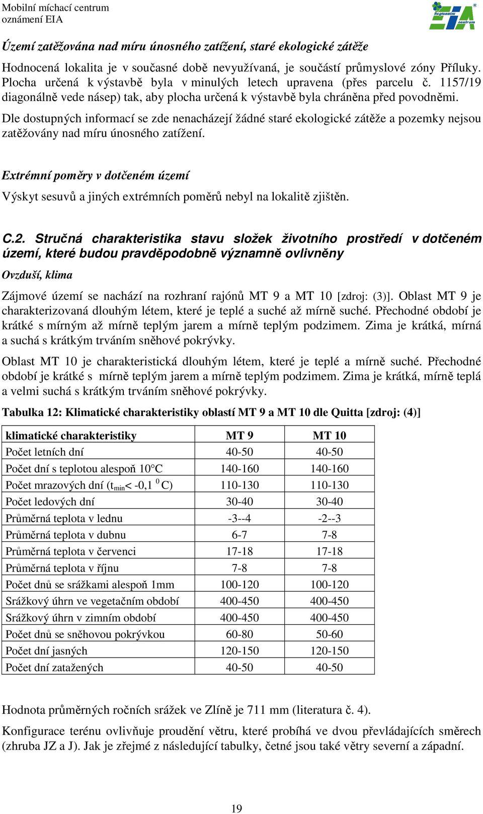 Dle dostupných informací se zde nenacházejí žádné staré ekologické zátěže a pozemky nejsou zatěžovány nad míru únosného zatížení.