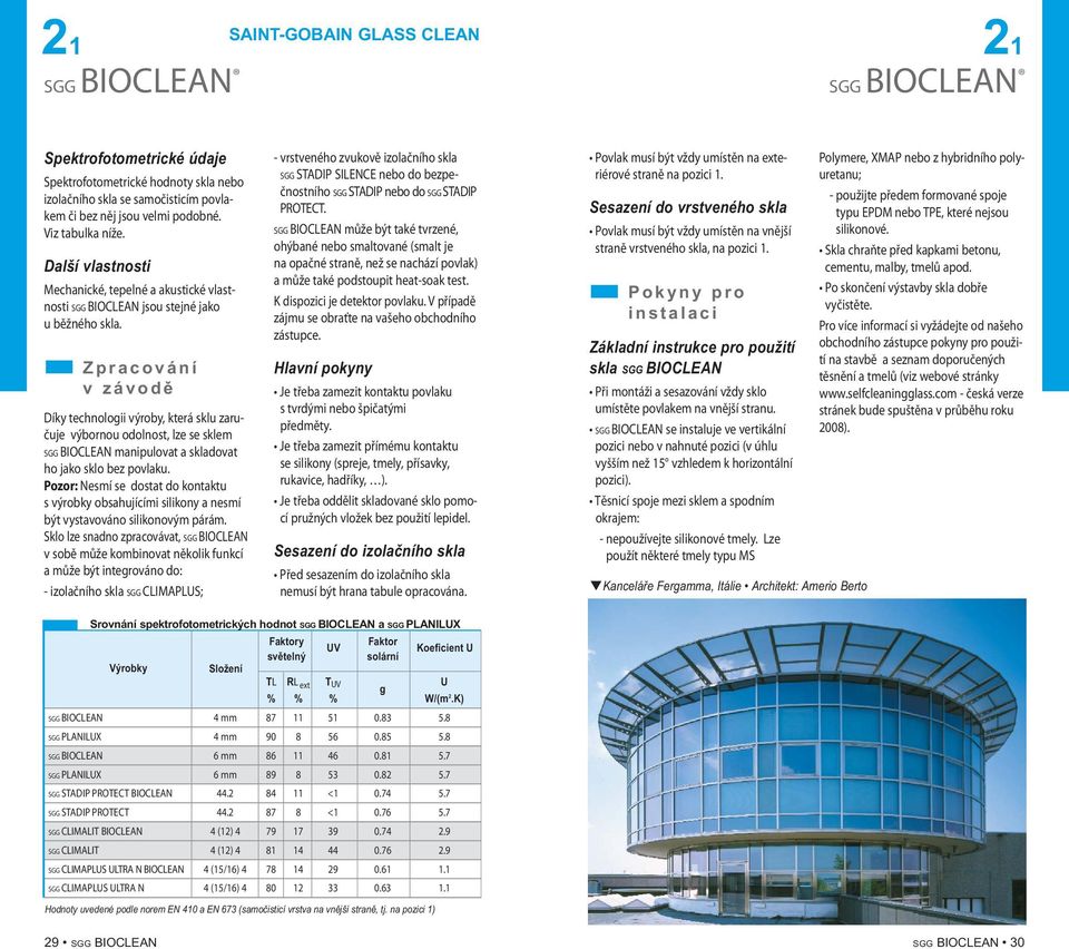 Zpracování v závodě Díky technologii výroby, která sklu zaručuje výbornou odolnost, lze se sklem SGG BIOCLEAN manipulovat a skladovat ho jako sklo bez povlaku.