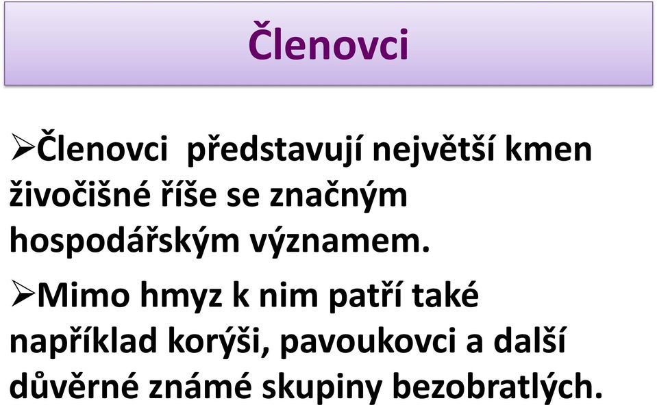 Mimo hmyz k nim patří také například korýši,