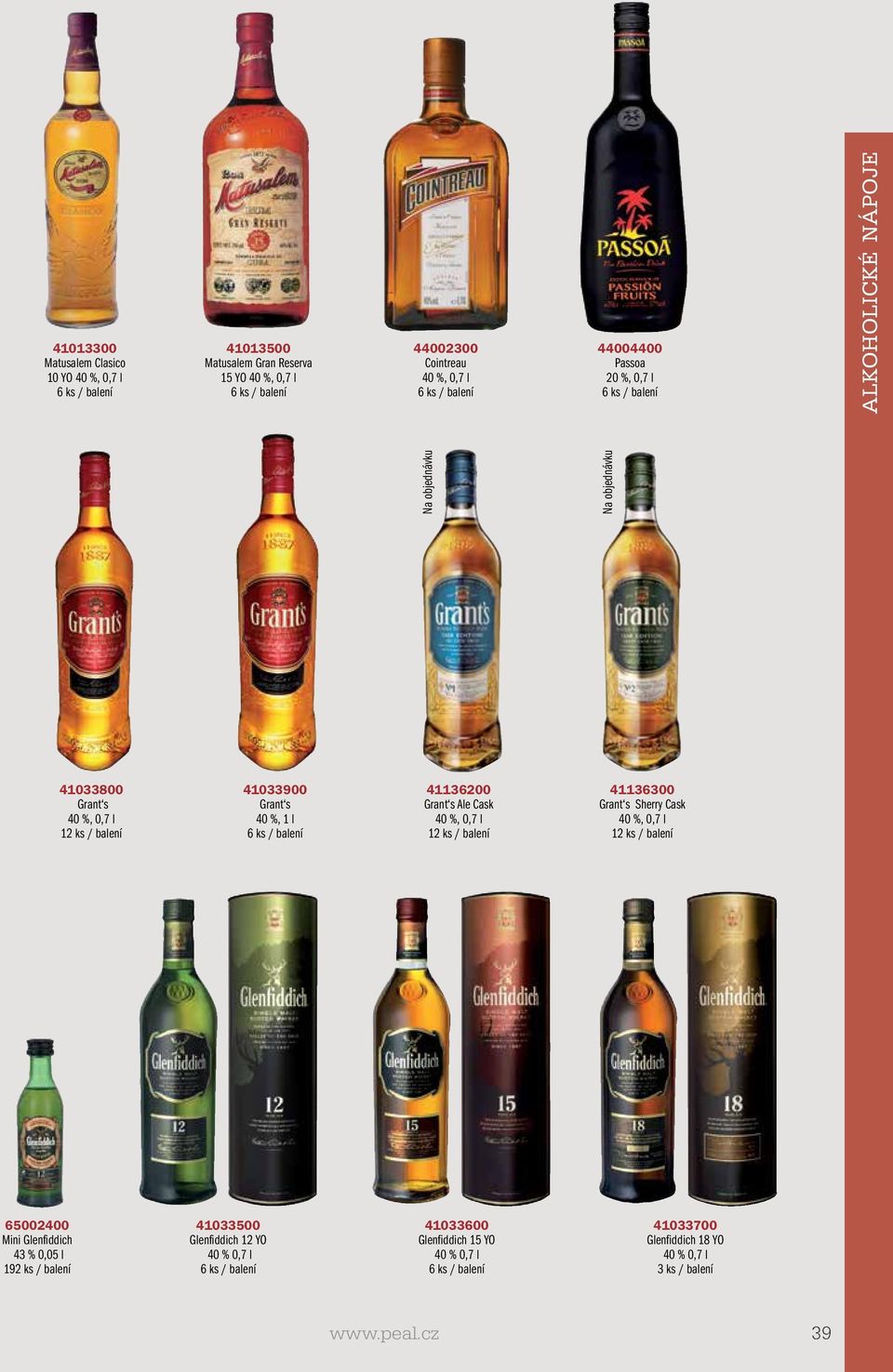 s Sherry Cask 65002400 Mini Glenfiddich 43 % 0,05 l 192 ks / balení 41033500 Glenfiddich 12 YO 40 % 0,7 l