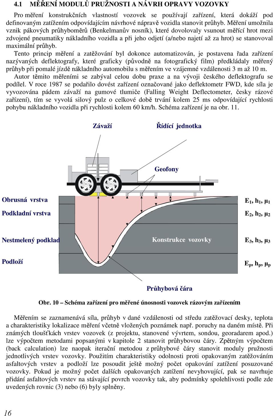 Měření umožnila vznik pákových průhyboměrů (Benkelmanův nosník), které dovolovaly vsunout měřící hrot mezi zdvojené pneumatiky nákladního vozidla a při jeho odjetí (a/nebo najetí až za hrot) se