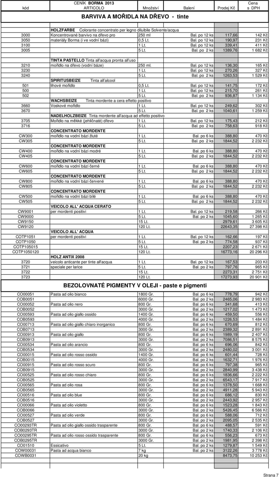 Bal. po 12 ks 136,30 165 Kč 3230 1 Lt. Bal. po 12 ks 270,26 327 Kč 3240 5 Lt. Bal. po 2 ks 1263,53 1 529 Kč SPIRITUSBEIZE Tinta all alcool 501 lihové mořidlo 0,5 Lt. Bal. po 12 ks 141,75 172 Kč 500 1 Lt.