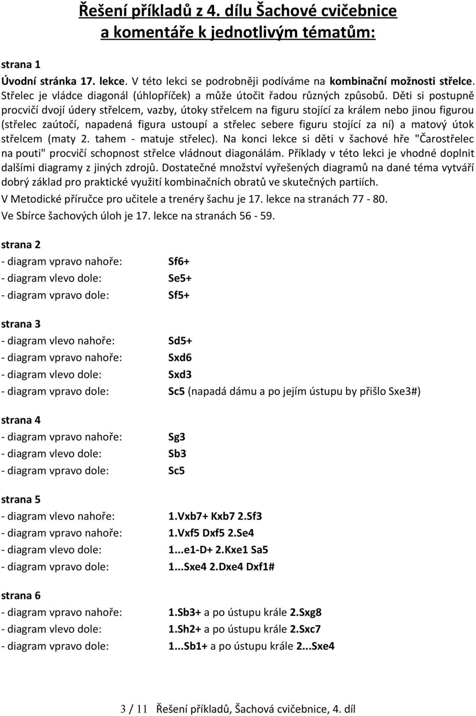 ŘEŠENÍ PŘÍKLADŮ Šachová cvičebnice, 4. díl ( lekce) - PDF Stažení zdarma