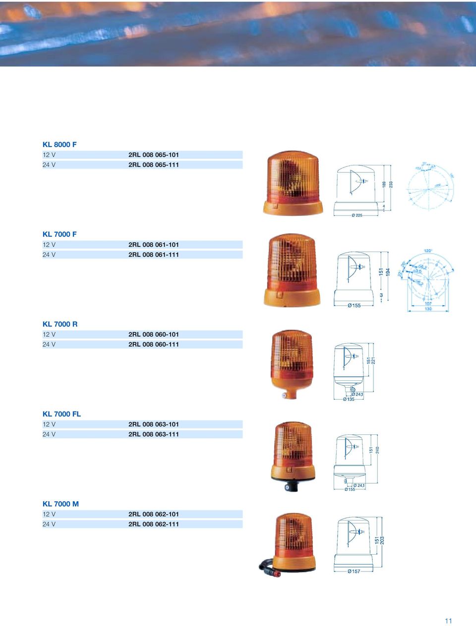 060-101 24 V 2RL 008 060-111 KL 7000 FL 12 V 2RL 008 063-101 24 V