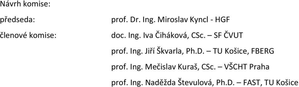 Ing. Jiří Škvarla, Ph.D. TU Košice, FBERG prof. Ing.