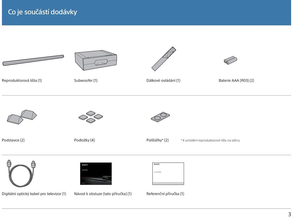 K umístění reproduktorové lišty na stěnu Sound Bar Sound Bar Digitální optický