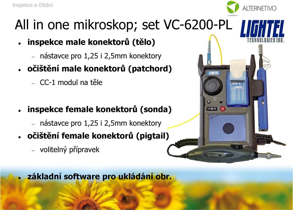 těle inspekce female konektorů (sonda) nástavce pro 1,25 i 2,5mm konektory